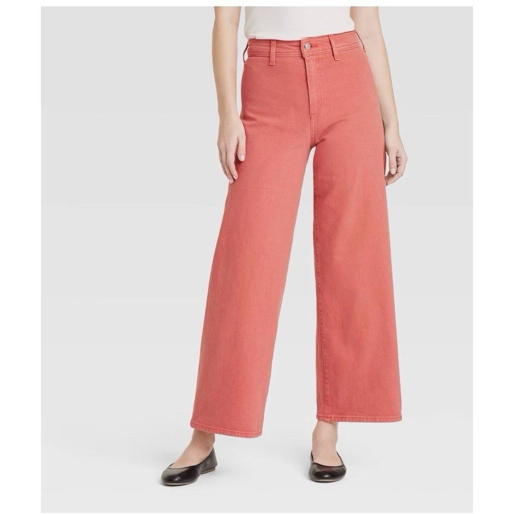 Universal Thread‎ Women's High Rise Sailor Wide Leg Ankle Jeans orange Size 2